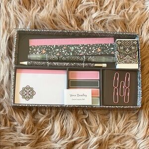 Vera Bradley Pink and Black Floral Desk Supply Set